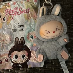 Have a seat pop mart labubu, pop mart,grey