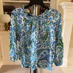 Talbots Smocked Blouse - Climbing Flora XS