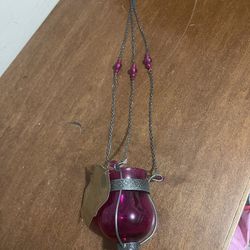 Cost Plus World Market Pink Glass Candle Holder 