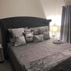 TALL GREY BED in King Or Queen - Also In Royal Blue 😎😎😎😎