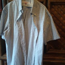 Yellow Plaid Van Hausen Short Sleeved Dress Shirt For Men Size XXL $20