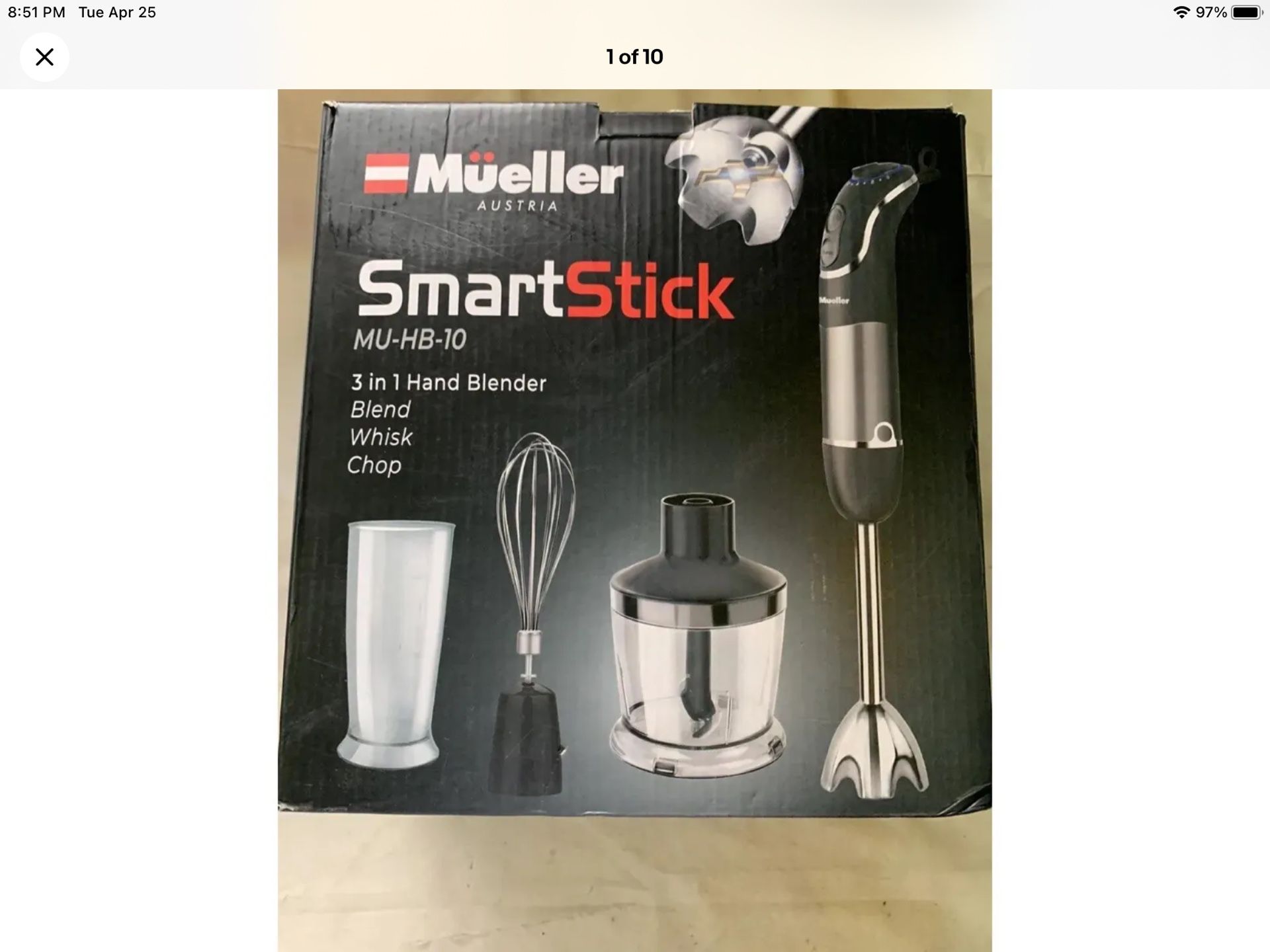 Mueller Austria Smart Stick MU-HB-10, 3 In 1 Hand Blender, Blend, Whisk,  Chop New! NIB for Sale in San Pedro, CA - OfferUp