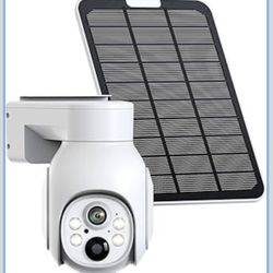 Wireless Security Camera with Solar Panel - White. New