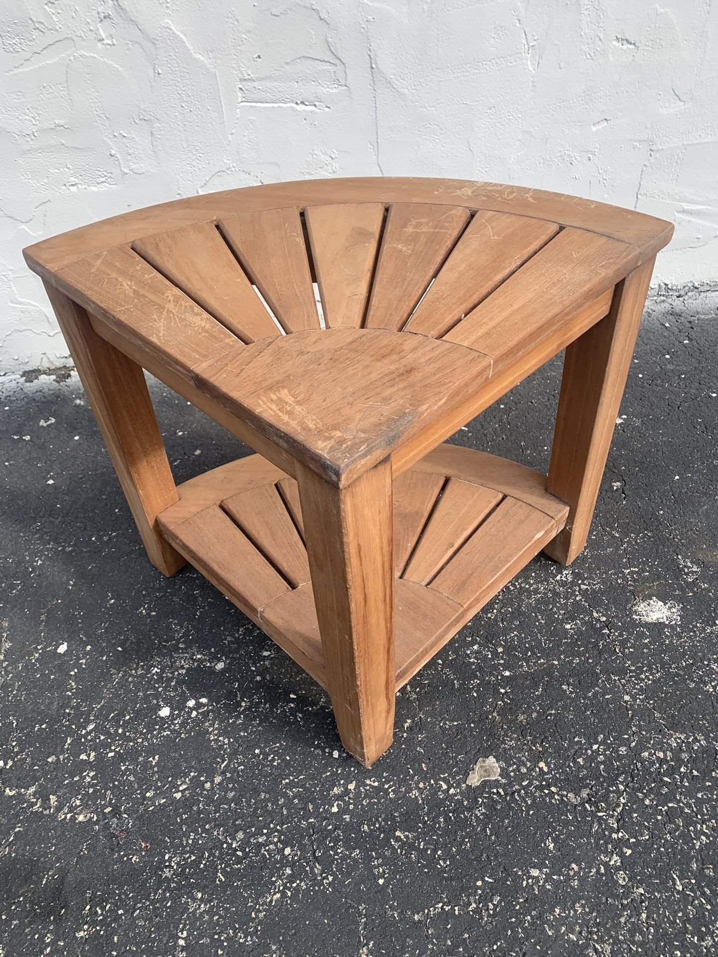 Corner teak corner bench / stool / shelf 15 3/4 W x 15 3/4 D x 17 1/2H