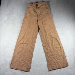 LYKKE WULLF Women's XS Brown Wide Leg Linen Blend Made In USA #2A