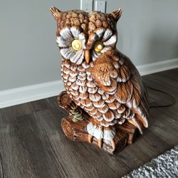 Vintage Atlantic mold owl figurine lamp