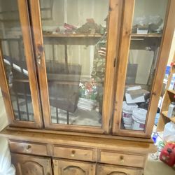 Wood China Hutch & Buffet - 2-Piece Cabinet