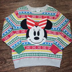 Disney Parks Minnie Mouse Family Holiday Christmas Sweater Women’s Size Large