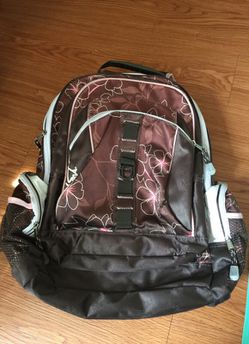 Brown/pink/white backpack