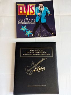 Elvis Presley First Day Issue Stamp Book & Elvis The Illustrated Record Complete Discography