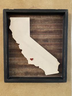 CALIFORNIA-Wooden Wall Art w moveable Heart