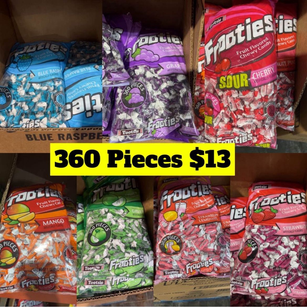 Frooties Candy 360 Pieces Each Bag, Halloween and Birthday