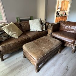 Leather Couch Set And Pillows