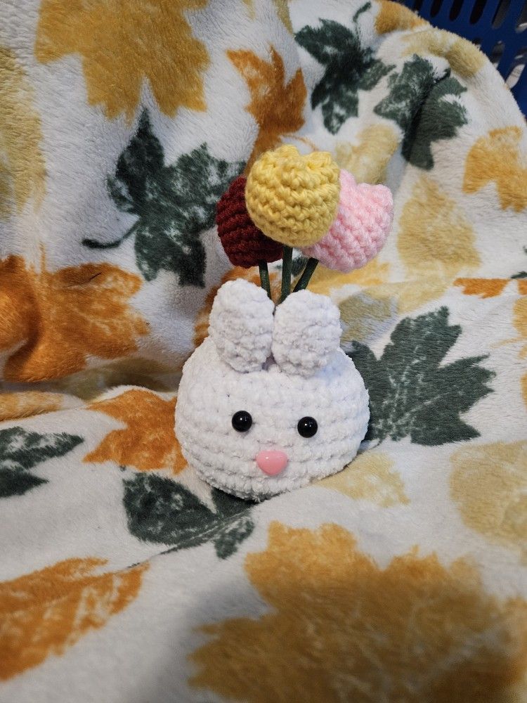 Crochet Bunny Tulip Pot