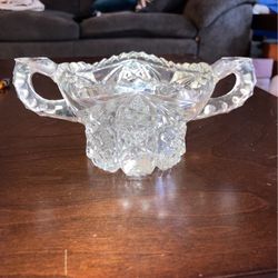 Vintage Double Handled Glass Sugar Bowl