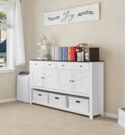White cabinet with black top
