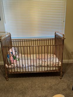 Pink Metal Crib And Mattress