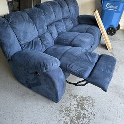 Free Blue Couch And Bamboo Blinds 