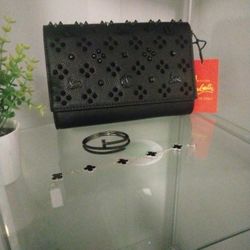 Christian Louboutin Purse , ( Latest) Cartier Nail Bracelet, and  Van Cleef Black  and Silver Bracelet 