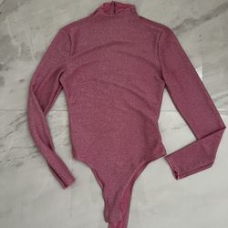 PINK SHEIN SXY Mock Neck Glitter Bodysuit