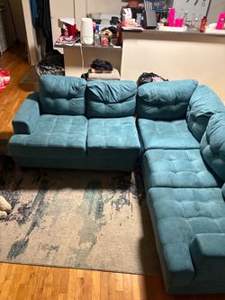 Teal Sectional Sofa with Chaise