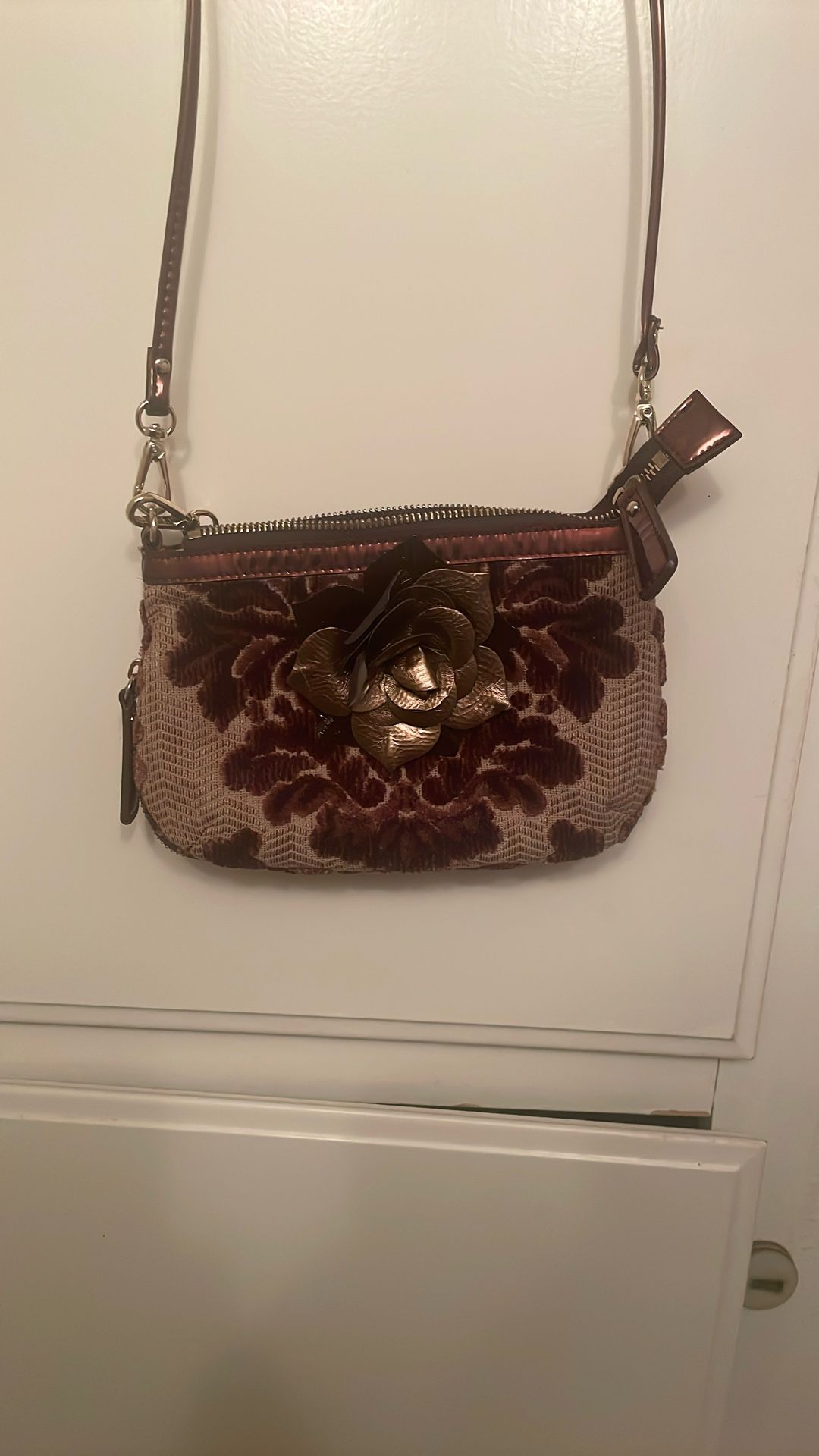 Sharif New York Crossbody Bag Handbag Floral Embroidery Rosette