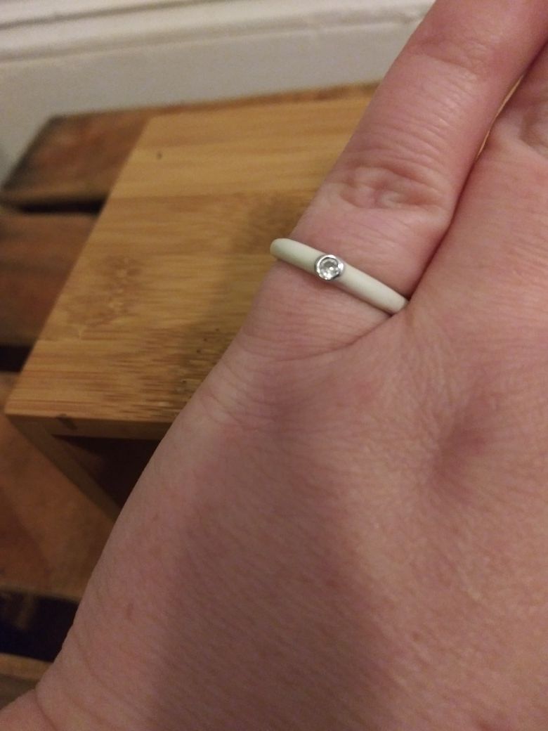 Sterling and Enamel Ring with Tiny Center Stone