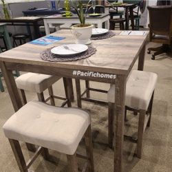 Counter Height Dinette Set With 4 Stools