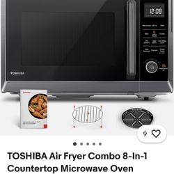 TOSHIBA Air Fryer Combo 8-In-1 Countertop Microwave Oven Convection Broil Black