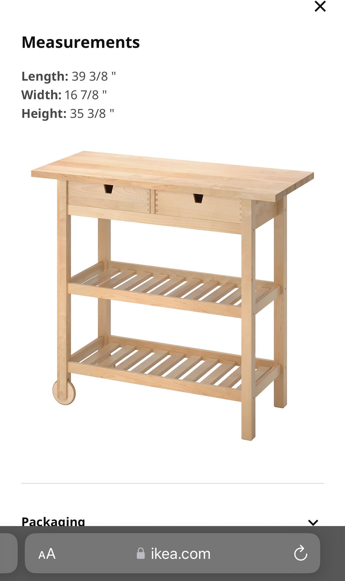 IKEA Kitchen Cart/ Butchers Block