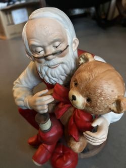 Vintage Christmas Collectible 1983  MANN Santa And Teddy 