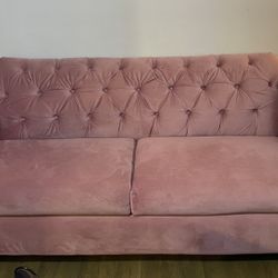 Tuffed Pink velvet Couch  Moving Sale