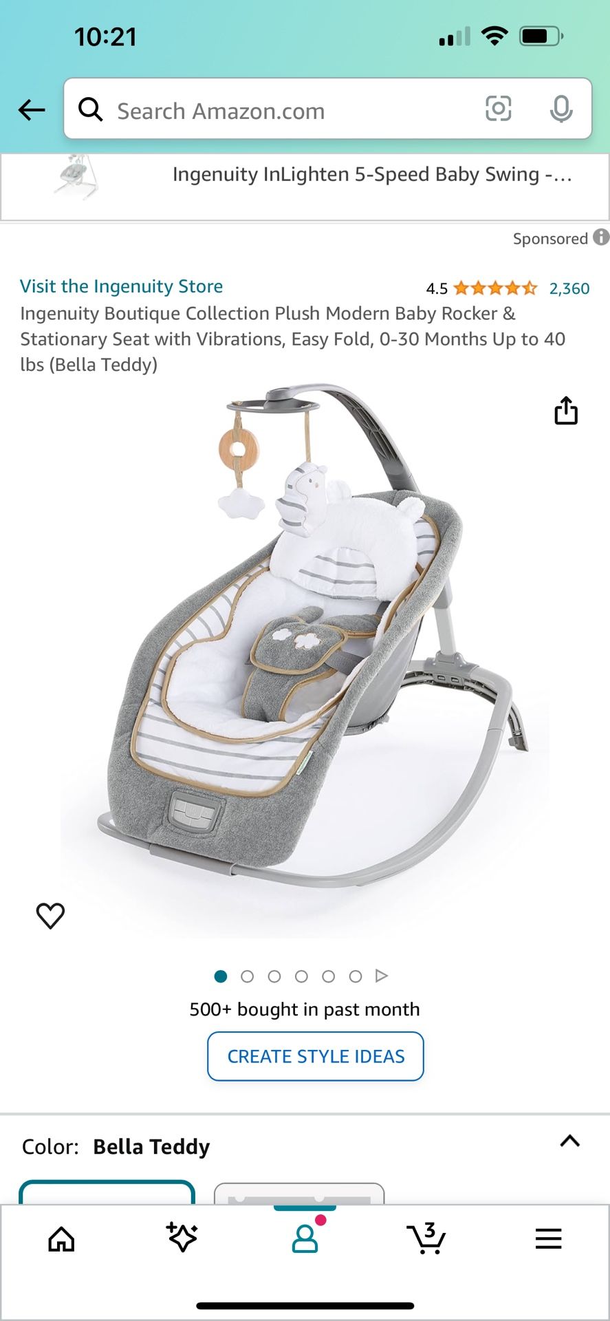 Ingenuity Boutique Collection Plush Modern Baby Swing