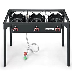 parrilla de tres quemadores de alta presión incluye manguera con regulador