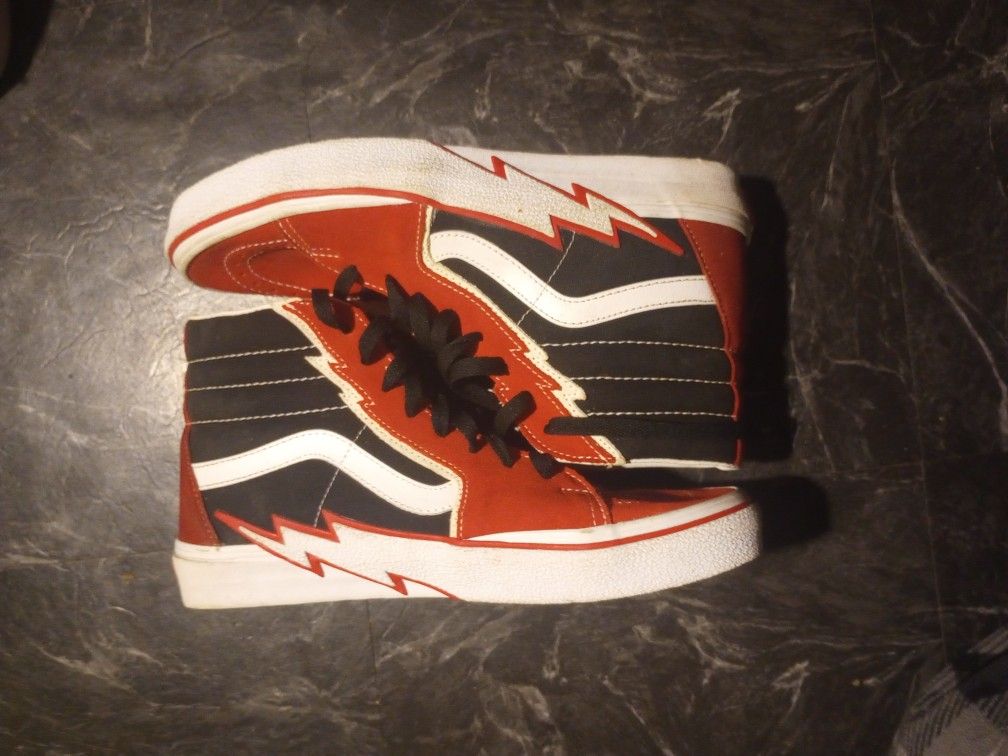 Vans Sk8 Hi Red Lightning Bolt Hi Top Shoes