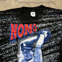 Vintage 90’s MLB Los Angeles Dodgers Baseball NOMO Single Stitch AOP T-Shirt XL