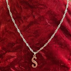 925 NEW SILVER Necklace With  S  Pendant
