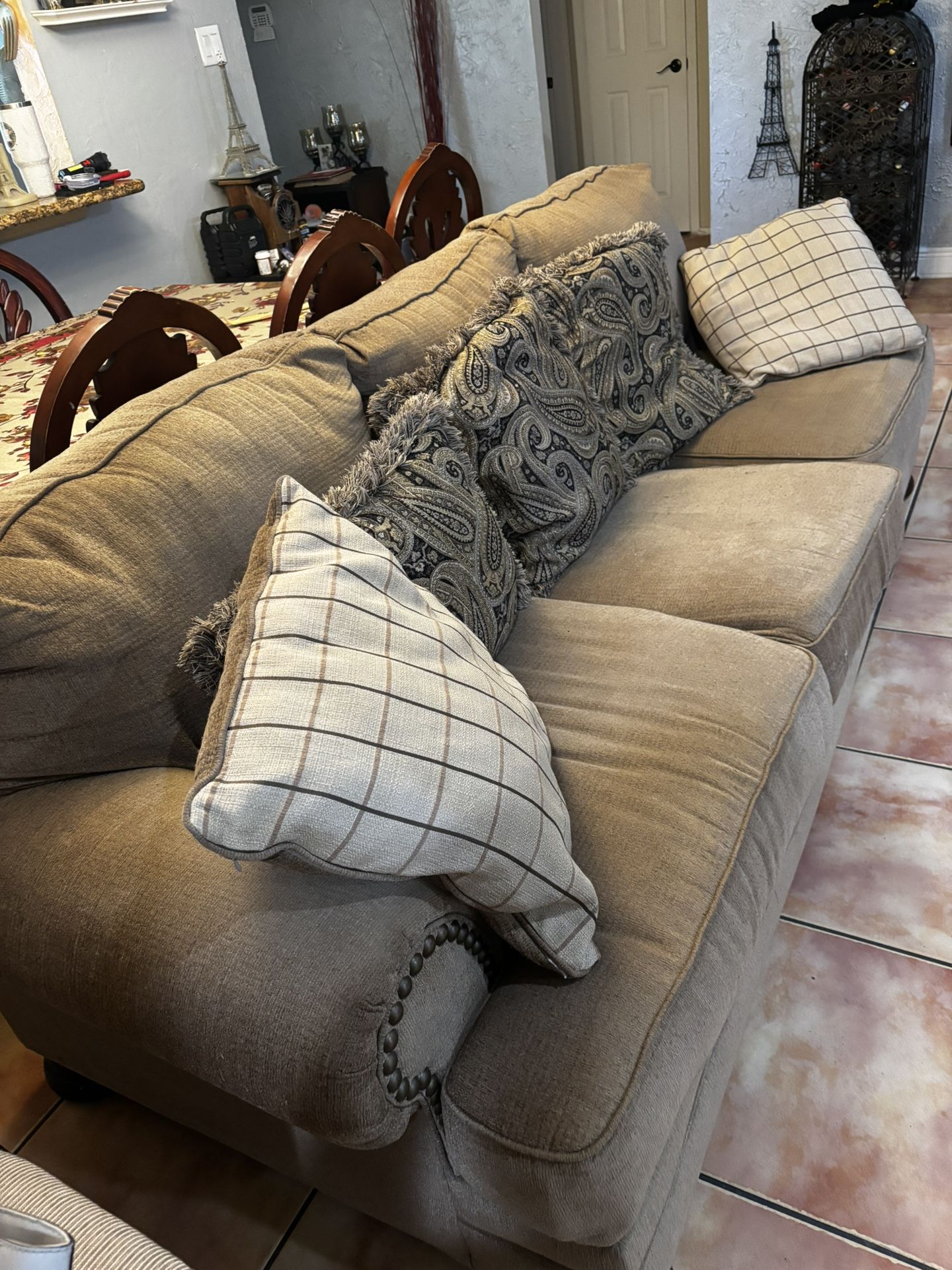 Beige Sofa with Pillows