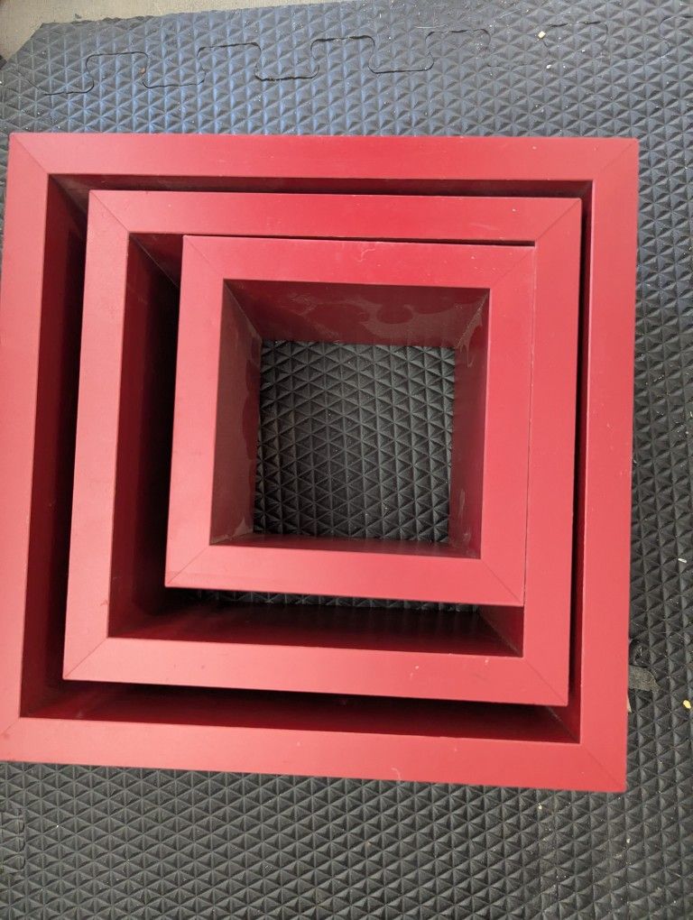 3 Red Cube Wall Shelves 