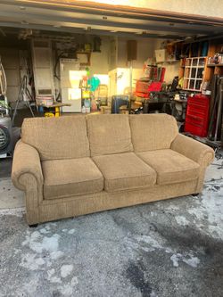 Tan 3-Seat Sofa Couch – Clean & Comfortable