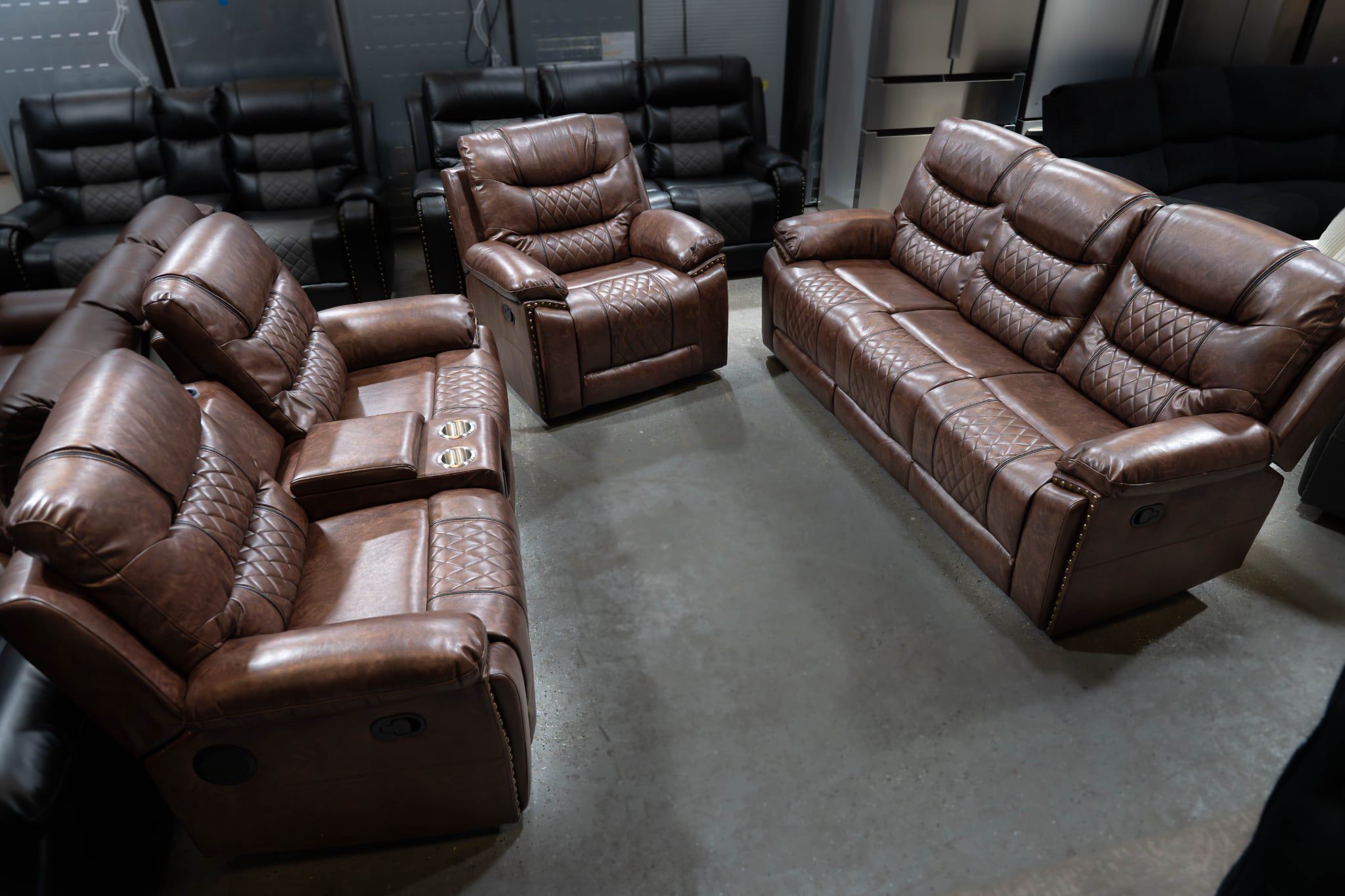 3 Piece Reclining Sofa Set With Bluetooth $1449