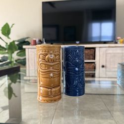 Vintage Accoutrements Gold and Blue Tiki Tumblers Decor