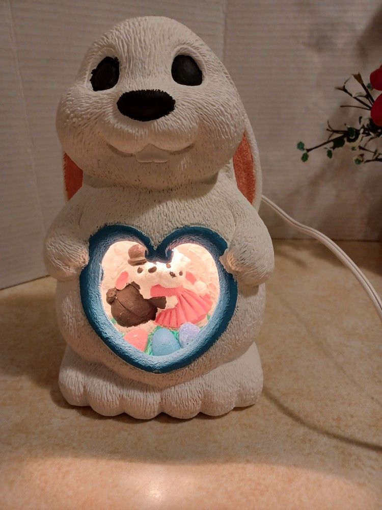 Vintage Light Up Ceramic Bunny Love