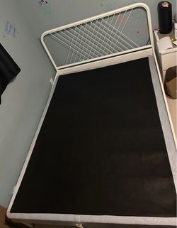 White Metal Bed Frame full size with Headboard and boxspring