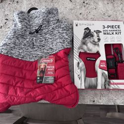 Coleman Pet Puffer Jacket + 3-Piece Dog Harness Walk Kit