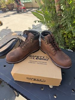 Work Boots for Men Soft Toe Waterproof Leather Workboots