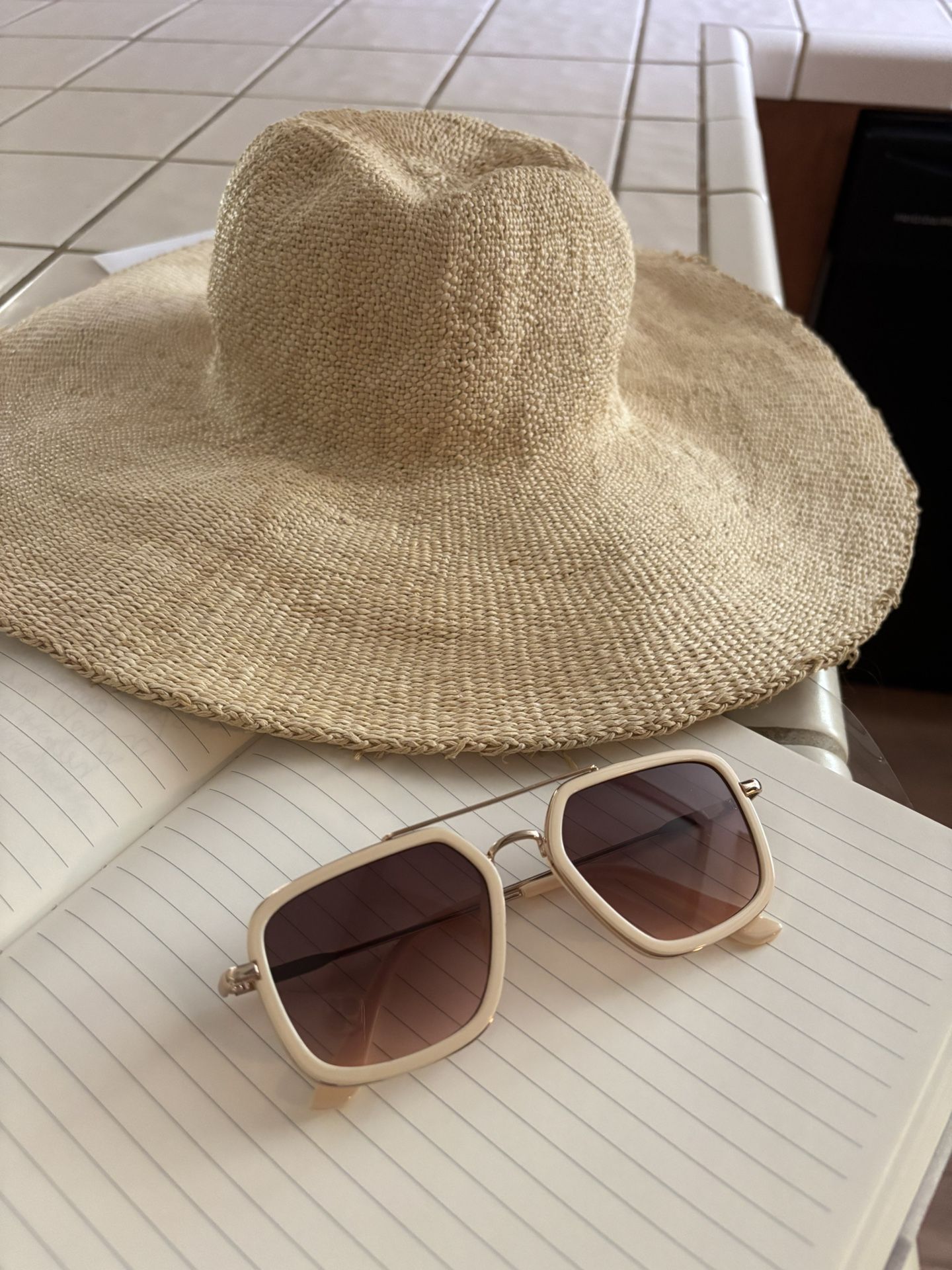 Free People Cream Aviator Sunglasses 