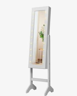 White Jewelry Mirror Stand