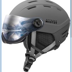 OutdoorMaster Snowboard Helmet with Ski Goggles, Ski Helmet and 2-in-1 Visor Detachable Goggles Set, Protective EPS Foam & 14 Cooling Vents - Snow Hel