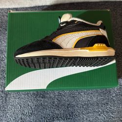 Puma Boys Shoes City Rider Electric AC Infant Size 7cBlack Yellow White Sneakers
